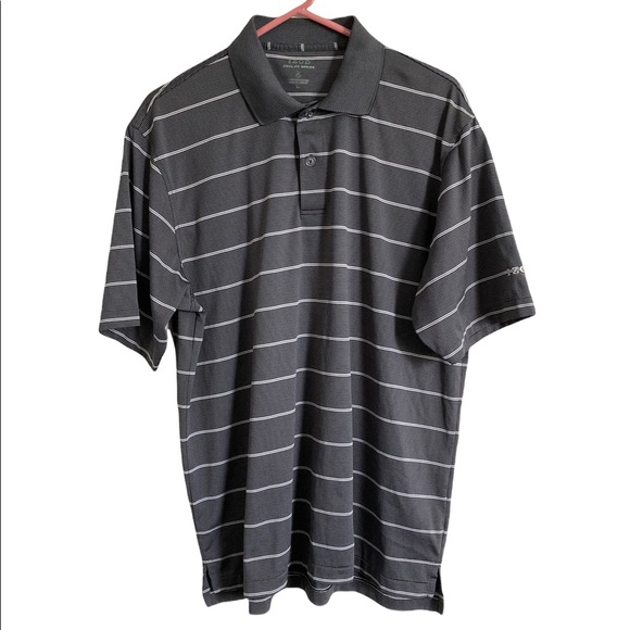 Izod Xfg Coolfx Gray Striped Golf Polo 